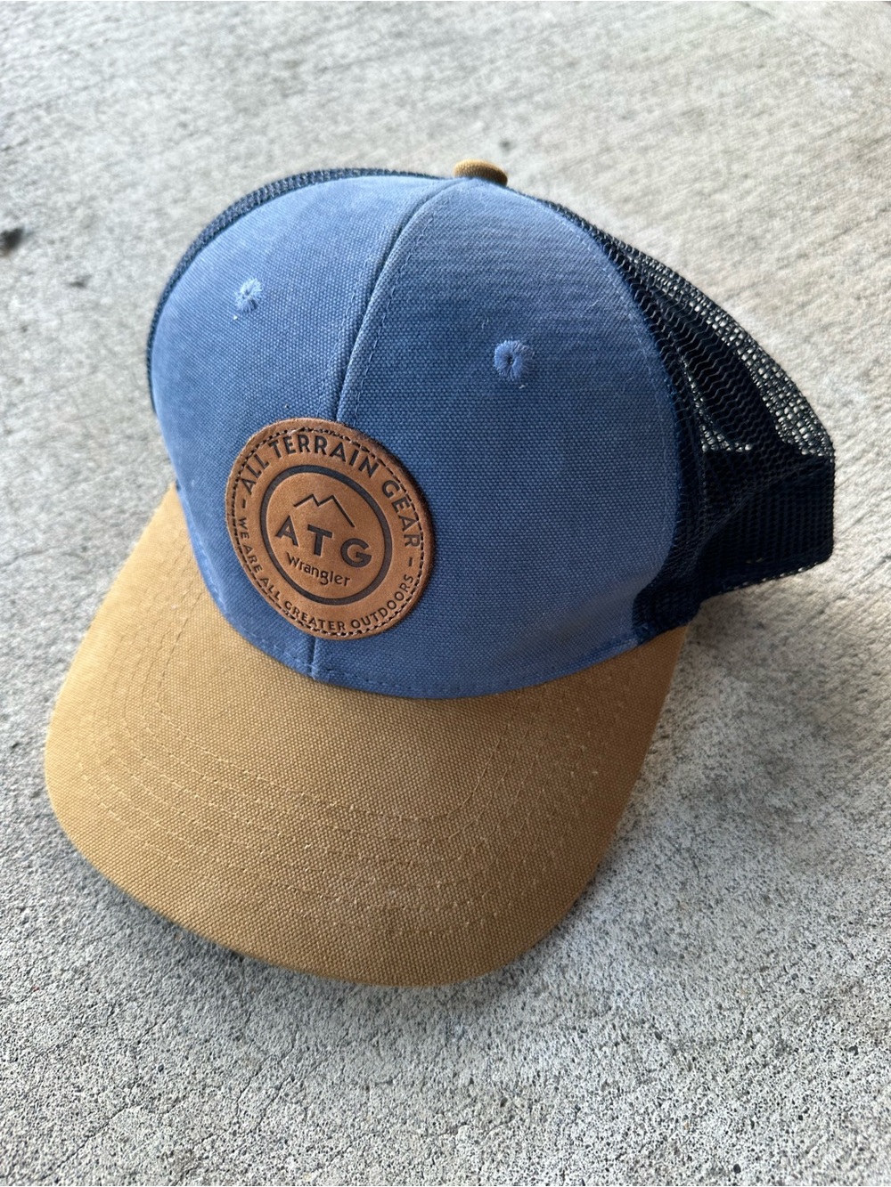 Wrangler ATG Blue and Tan Mesh Back Trucker Hat